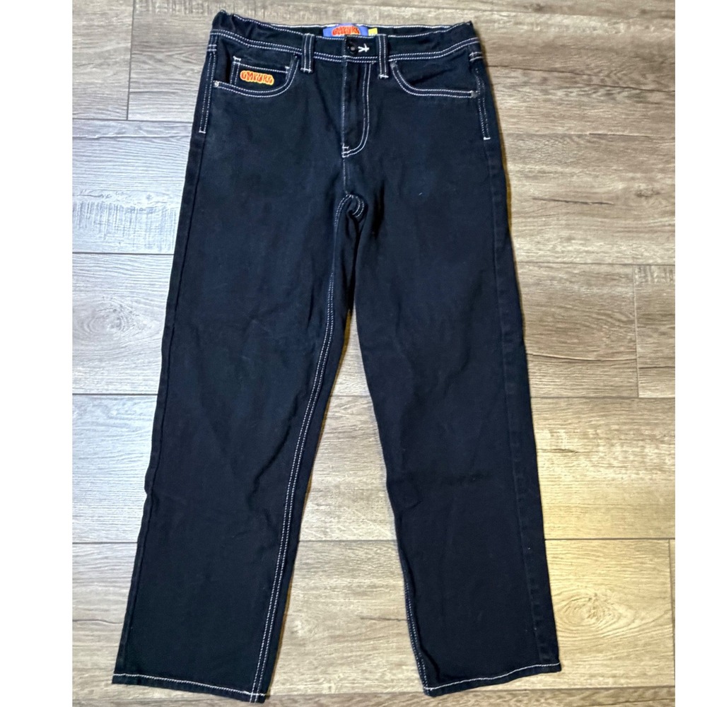 Empyre Black Contrast Stitch Baggy Relaxed Loose Fit Skater Jeans Size 27